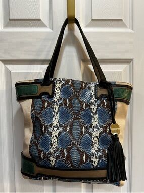 Vince Camuto snake print tote bag